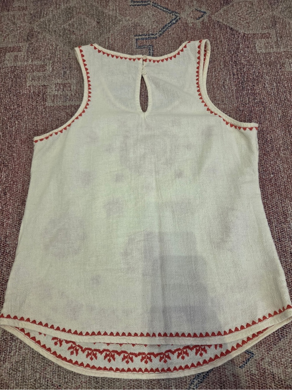 Lucky Brand embroidered boho tank rounded hem, cotton size medium - Picture 5 of 5